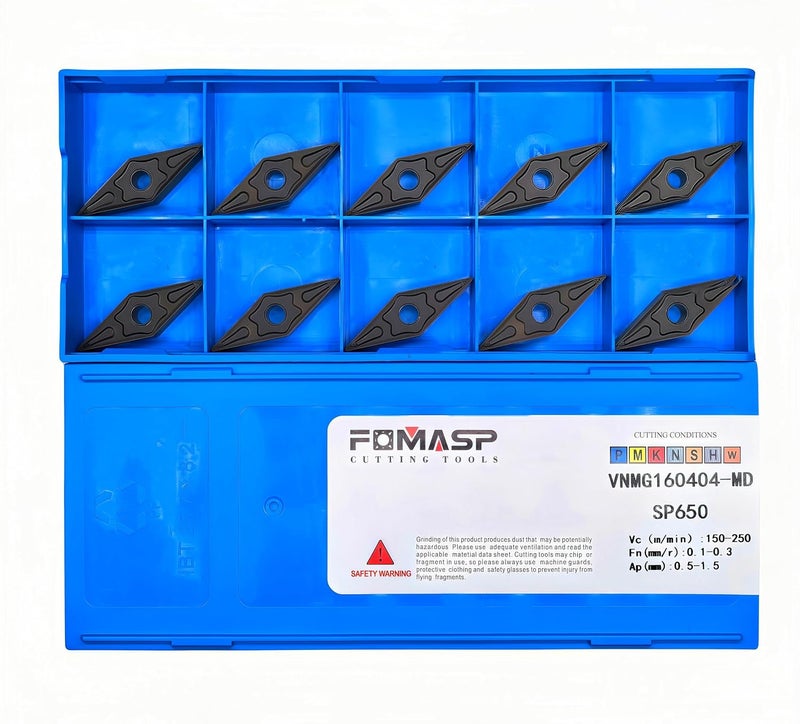 FomaSP VNMG331/VNMG160404-FPM CNC Carbide Turning Inserts for Semi-Finishing Steel Cutting,10 PCS. (VNMG160404) - Image 1